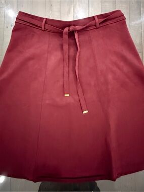 Tie-Waist A-Line Skirt in Deep Wine Red